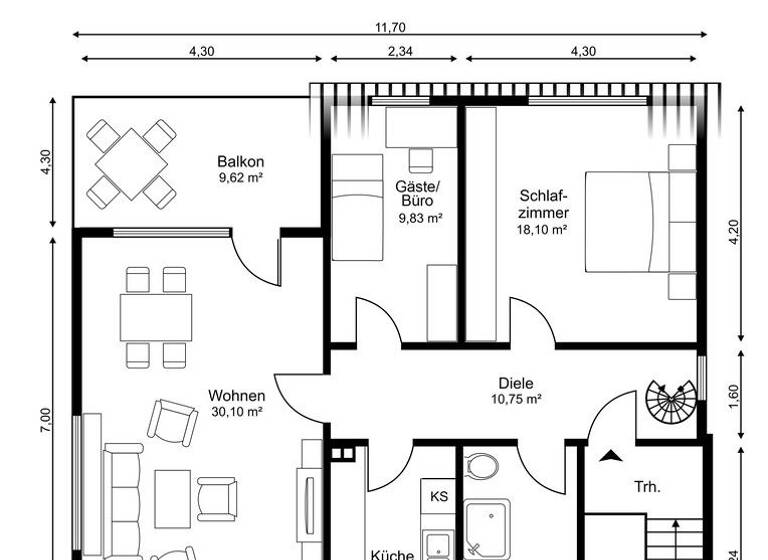 Maisonette zur Miete 1.450 € 4,5 Zimmer 116 m² 1. Geschoss Schubertstrasse Sprendlingen Dreieich 63303