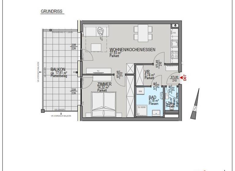 Wohnung zur Miete 848 € 2 Zimmer 55,2 m² Annabichl Klagenfurt 9020