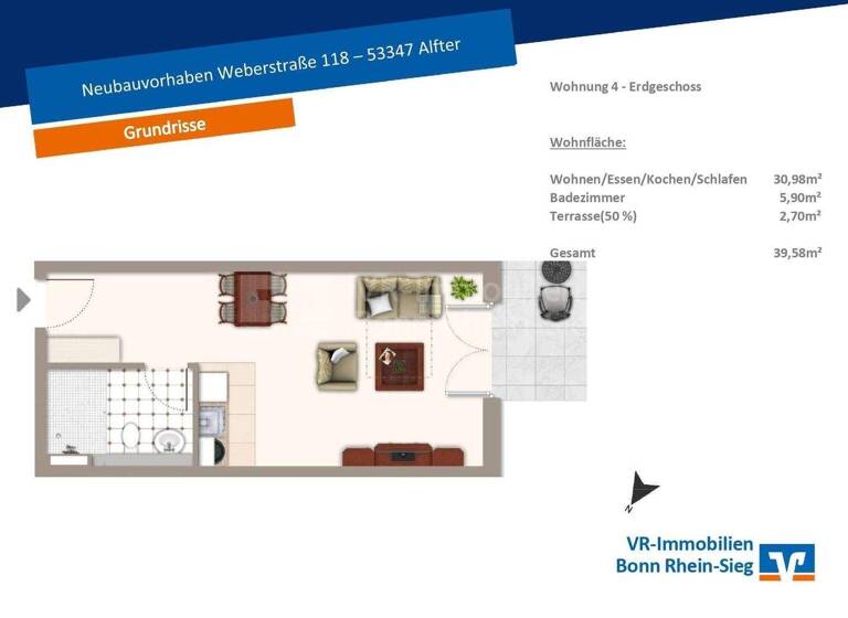 Studio zum Kauf - Erstbezug provisionsfrei 188.000 € 1 Zimmer 39,6 m² Weberstraße 118 Alfter 53347