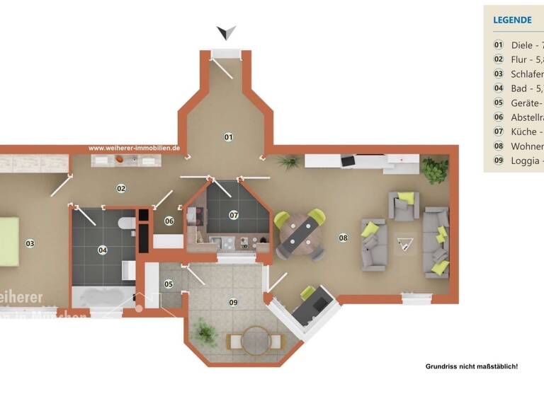 Wohnung zum Kauf 570.000 € 2 Zimmer 73,6 m²<br/>Wohnfläche 1.<br/>Geschoss Thalk.Obersendl.-Forsten-Fürstenr.-Solln München 81479