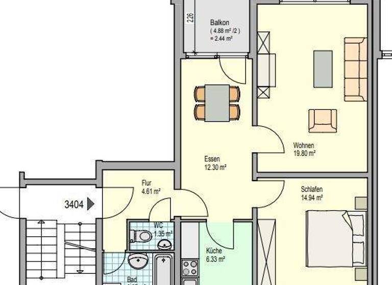 Wohnung zur Miete 597 € 2 Zimmer 65,7 m² 1. Geschoss frei ab sofort Eschenstraße 34 Ursenwang Göppingen 73037