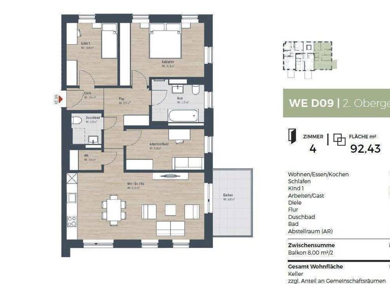 Wohnung zum Kauf - Erstbezug provisionsfrei 589.862 € 4 Zimmer 92,5 m² 2. Geschoss Volkacher Straße 52 Großgründlach Nürnberg 90427