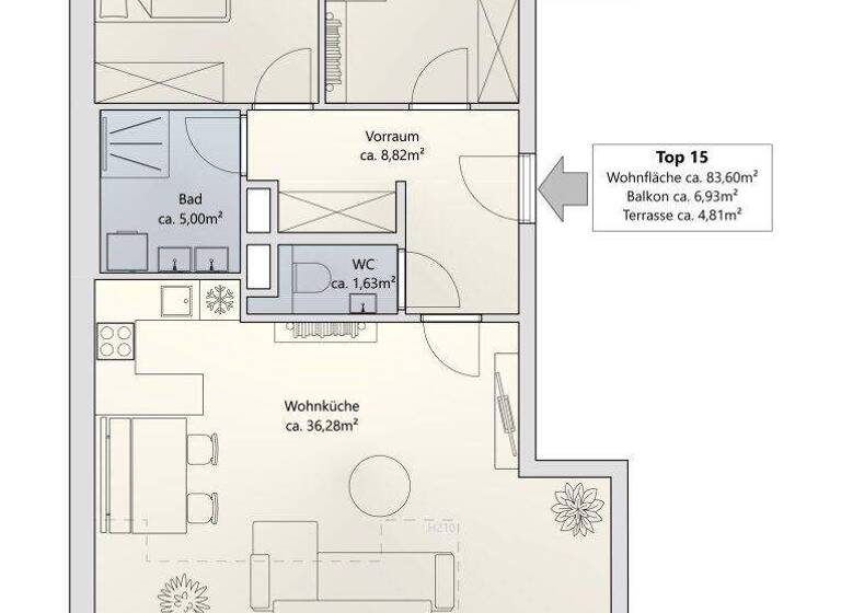 Wohnung zum Kauf - Erstbezug 563.131 € 3 Zimmer 83,6 m² 4. Geschoss Wien 1230