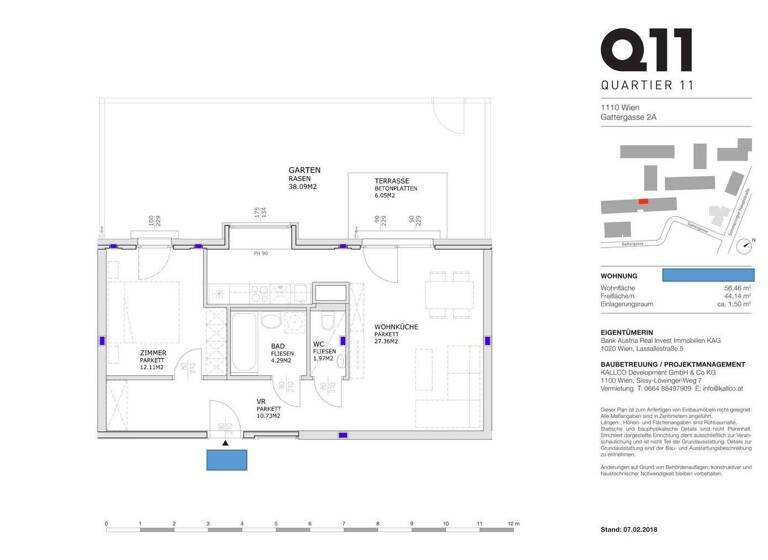 Wohnung zur Miete 827 € 2 Zimmer 56,5 m² EG Wien 1110