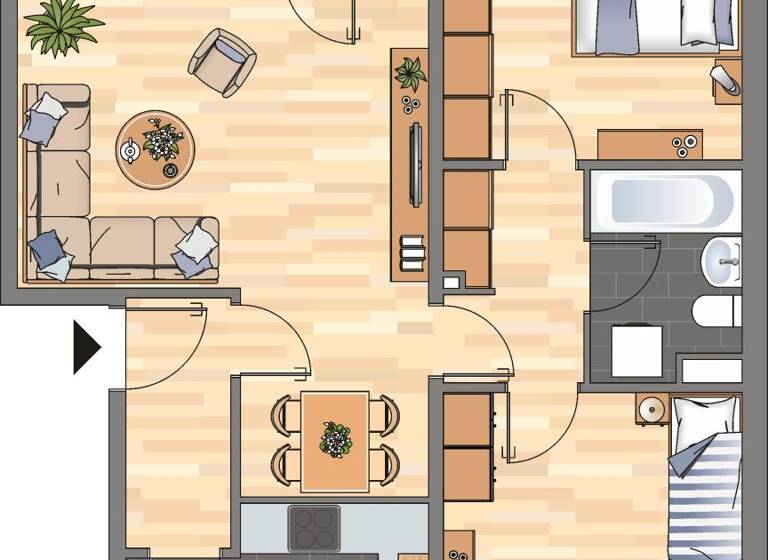 Wohnung zur Miete 492 € 3 Zimmer 70,5 m² 2. Geschoss Potsdamer Weg 9 Vorsfelde Wolfsburg 38448