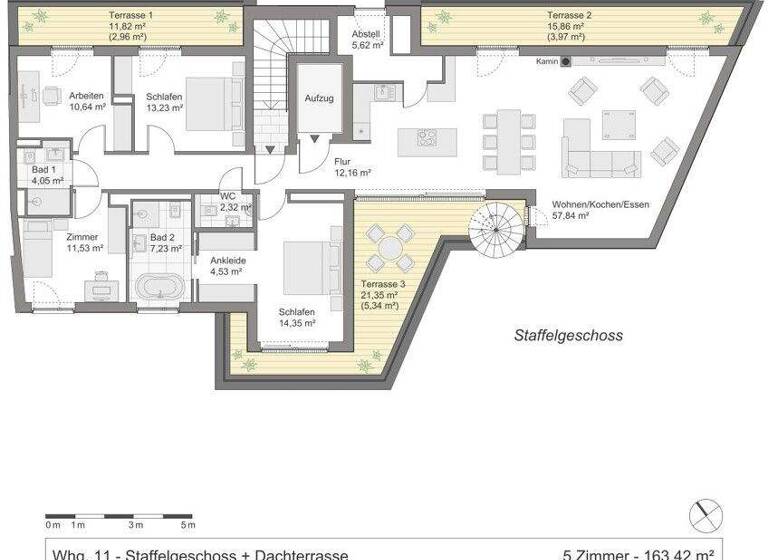 Penthouse zum Kauf - Erstbezug provisionsfrei 1.949.000 € 5 Zimmer 163,4 m² 5. Geschoss Stellingen Hamburg 22525