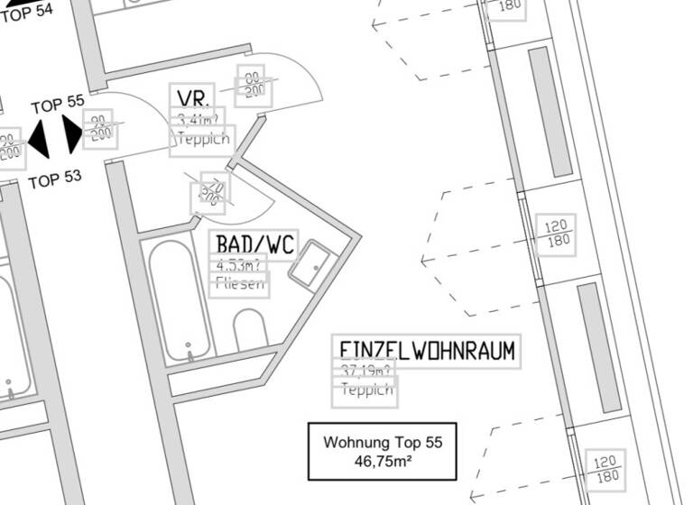 Studio zur Miete 842 € 1 Zimmer 46,8 m² Wien 1050