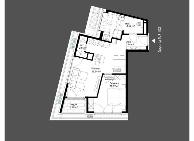 Wohnung zum Kauf - Erstbezug 416.300 € 2 Zimmer 57,6 m² 7. Geschoss Gudrunstraße Wien 1100