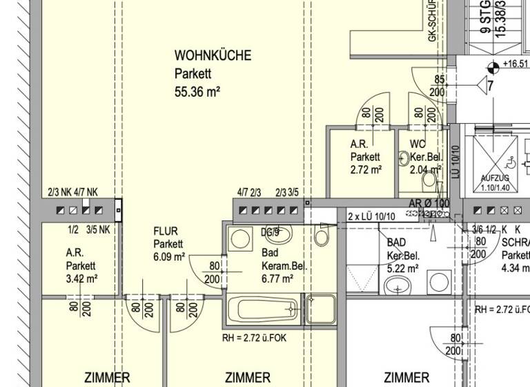 Wohnung zur Miete 1.454 € 3 Zimmer 106,6 m² 4. Geschoss frei ab 15.04.2026 Rasumofskygasse Wien 1030