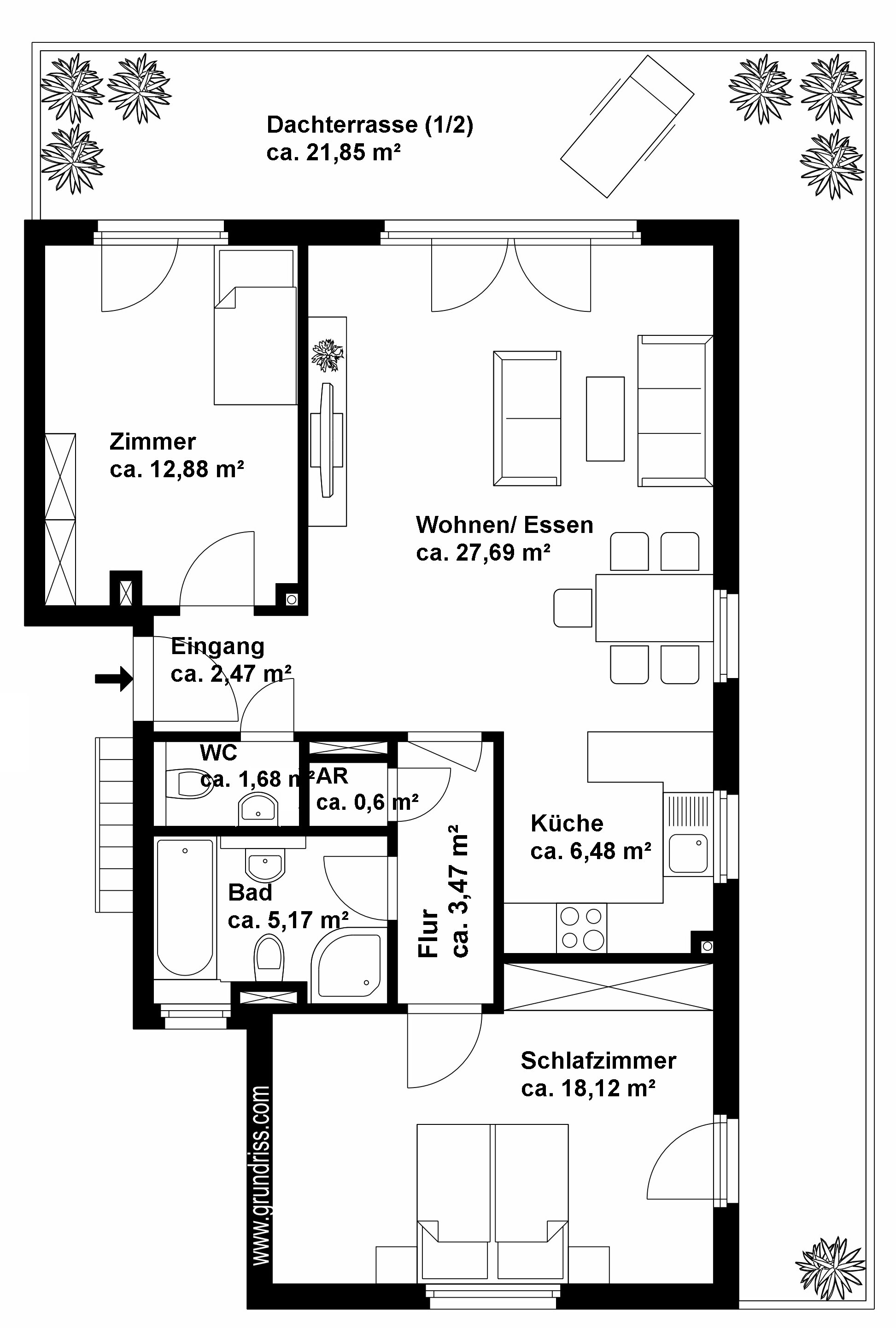 Penthouse zum Kauf 419.000 € 3 Zimmer 100,4 m²<br/>Wohnfläche Lüne - Moorfeld Lüneburg 21337