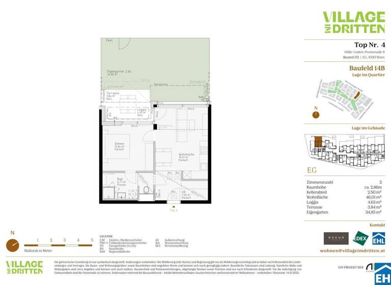 Wohnung zum Kauf - Erstbezug 349.000 € 2 Zimmer 46 m² EG Hilde-Güden-Promenade 9 Wien 1030