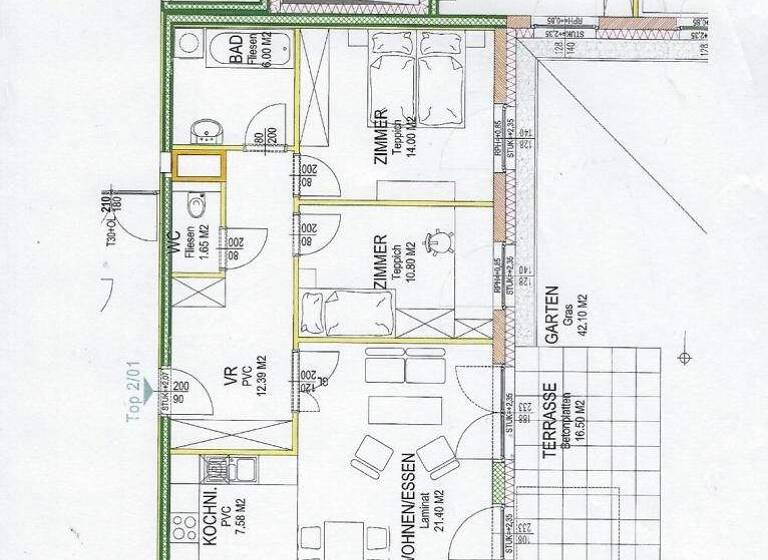 Wohnung zum Kauf 349.000 € 3 Zimmer 74 m² EG Stockerau 2000
