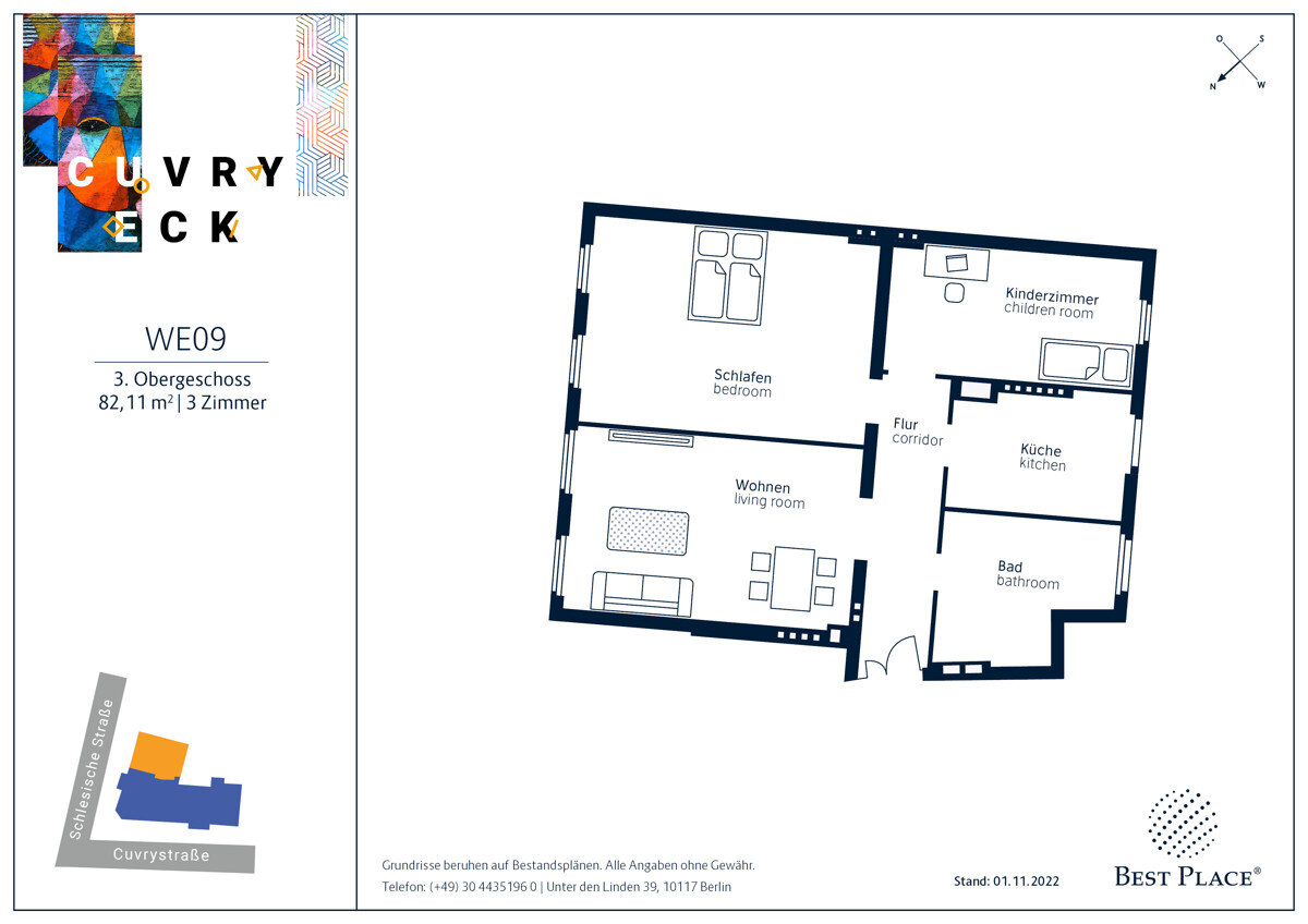 Wohnung zum Kauf provisionsfrei 392.000 € 3 Zimmer 82,1 m²<br/>Wohnfläche 3.<br/>Geschoss Schlesische Straße 16 Kreuzberg Berlin 10997