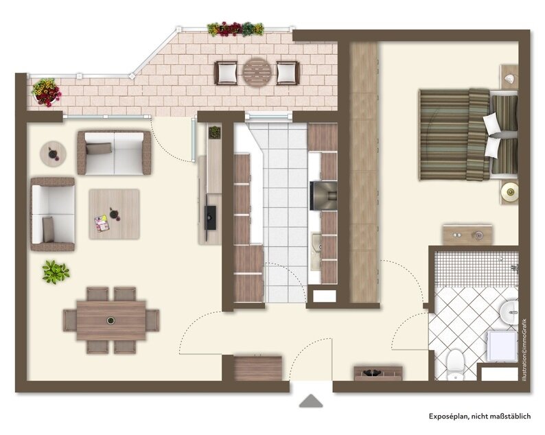 Wohnung zur Miete 760 € 2 Zimmer 58 m²<br/>Wohnfläche 1.<br/>Geschoss 01.02.2025<br/>Verfügbarkeit Rottweil Rottweil 78628