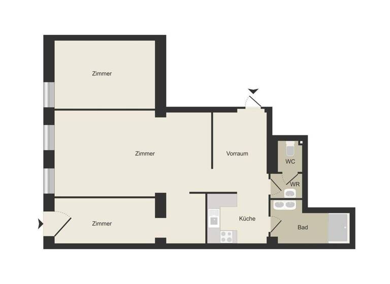 Wohnung zum Kauf 299.000 € 3,5 Zimmer 84 m² EG Wien 1170