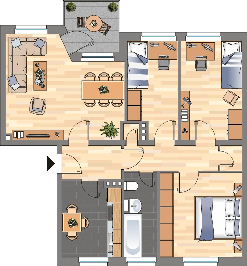 Wohnung zur Miete 579 € 4 Zimmer 71,8 m²<br/>Wohnfläche 2.<br/>Geschoss Tjackleger Fährweg 17 Leer Leer 26789