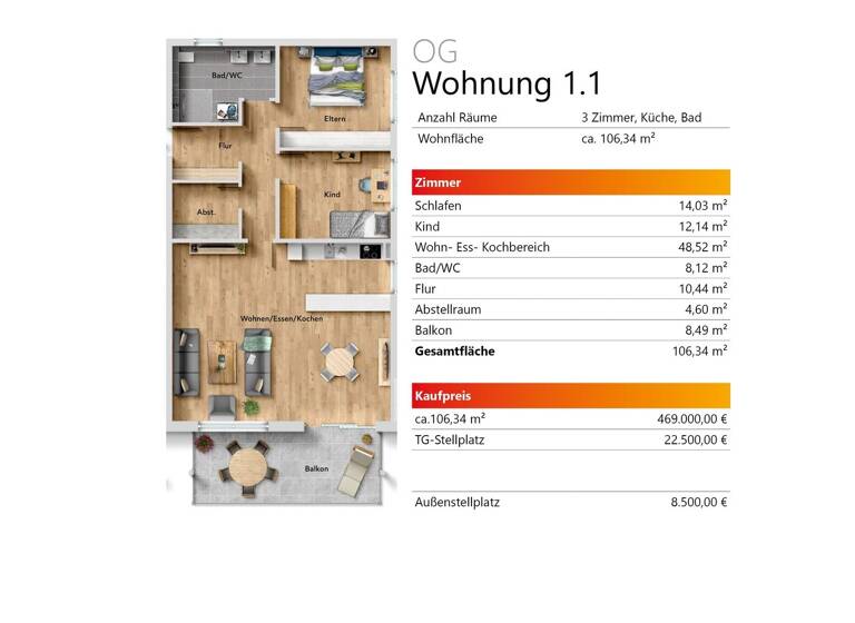 Wohnung zum Kauf - Erstbezug provisionsfrei 469.000 € 3 Zimmer 106,3 m² Im Muggenried 4 Orsingen Orsingen-Nenzingen 78359