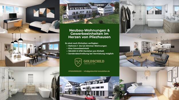 Wohnung zum Kauf - Neubau 288.000 € 2 Zimmer 48 m² EG Wilhelmstraße 12 Pliezhausen Pliezhausen 72124