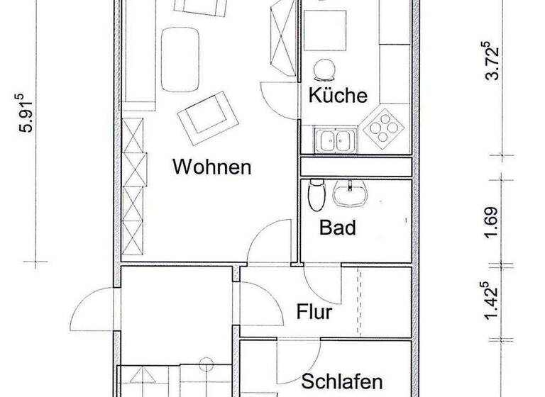 Wohnung zur Miete 296 € 2 Zimmer 53,7 m² 2. Geschoss frei ab 01.07.2026 Raupenhainer Straße 48 Borna 04552