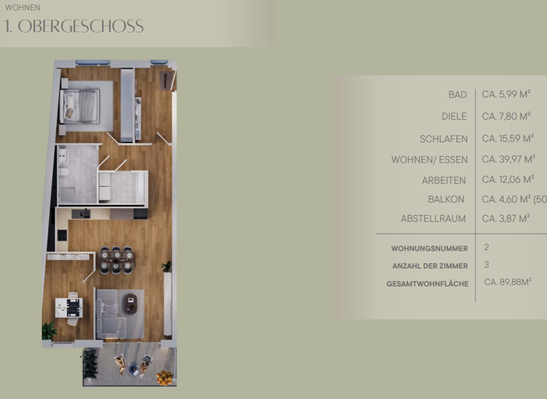 Wohnung zur Miete - Erstbezug 989 € 3 Zimmer 89,9 m² 4 Geschosse frei ab 01.05.2026 Steppach 50 a Steppach Pommersfelden 96178