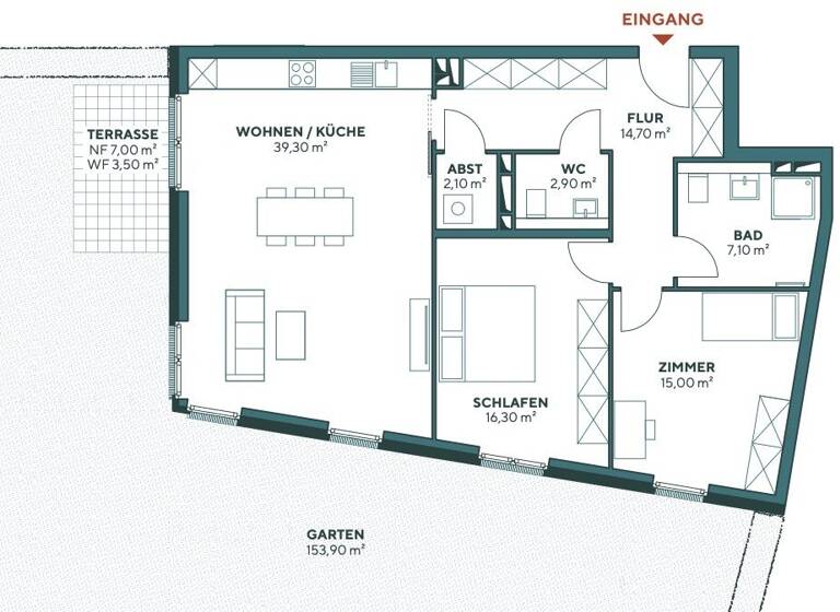Terrassenwohnung zum Kauf - Neubau provisionsfrei 649.900 € 3 Zimmer 100,9 m²<br/>Wohnfläche EG<br/>Geschoss Osdorfer Landstraße 24-26 Bahrenfeld Hamburg 22607