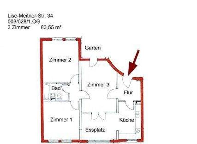 Wohnung zur Miete 878 € 3 Zimmer 83,6 m² 1. Geschoss frei ab 08.03.2026 Lise-Meitner-Straße 34 Kirchsteigfeld Potsdam 14480