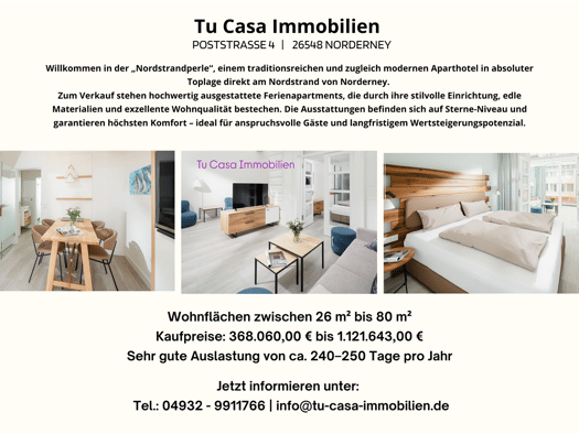 Wohnung zum Kauf als Kapitalanlage geeignet 1.032.964 € 4 Zimmer 74,6 m² Norderney 26548