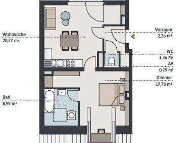 Wohnung zur Miete 736 € 2 Zimmer 53 m² Wien 1100