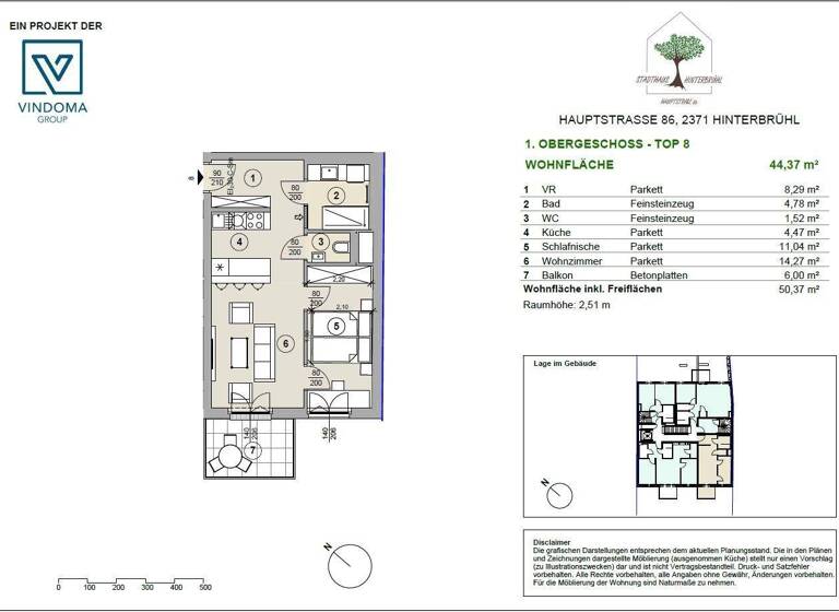 Wohnung zum Kauf 359.000 € 2 Zimmer 44,4 m² 1. Geschoss Hinterbrühl 2371