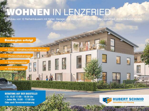 Reihenmittelhaus zum Kauf - Neubau provisionsfrei 894.000 € 147,3 m² 156 m² Grundstück Anna-Straubin-Straße Lenzfried Kempten (Allgäu) 87437