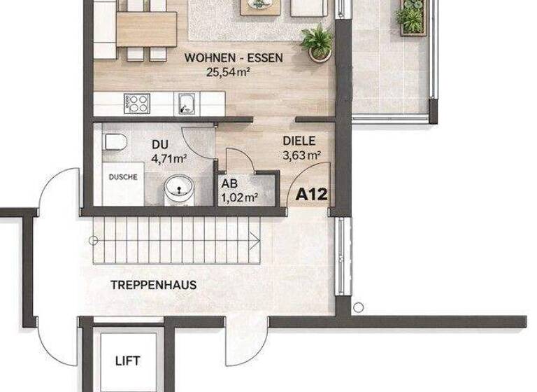 Wohnung zur Miete 1.050 € 2 Zimmer 56,8 m² 2. Geschoss frei ab 01.03.2026 Brombach Lörrach / Brombach 79541