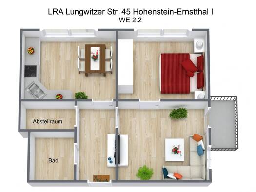 Wohnung zur Miete 394 € 2 Zimmer 49,3 m² 2. Geschoss frei ab sofort Lungwitzer Straße 45 Hohenstein-Ernstthal Hohenstein-Ernstthal 09337