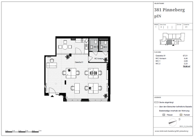 Bürofläche zum Kauf provisionsfrei als Kapitalanlage geeignet 299.000 € 1 Zimmer 76,9 m² teilbar ab 76,9 m² Bahnhofstraße 37 Wahlbezirk 002 Pinneberg 25421