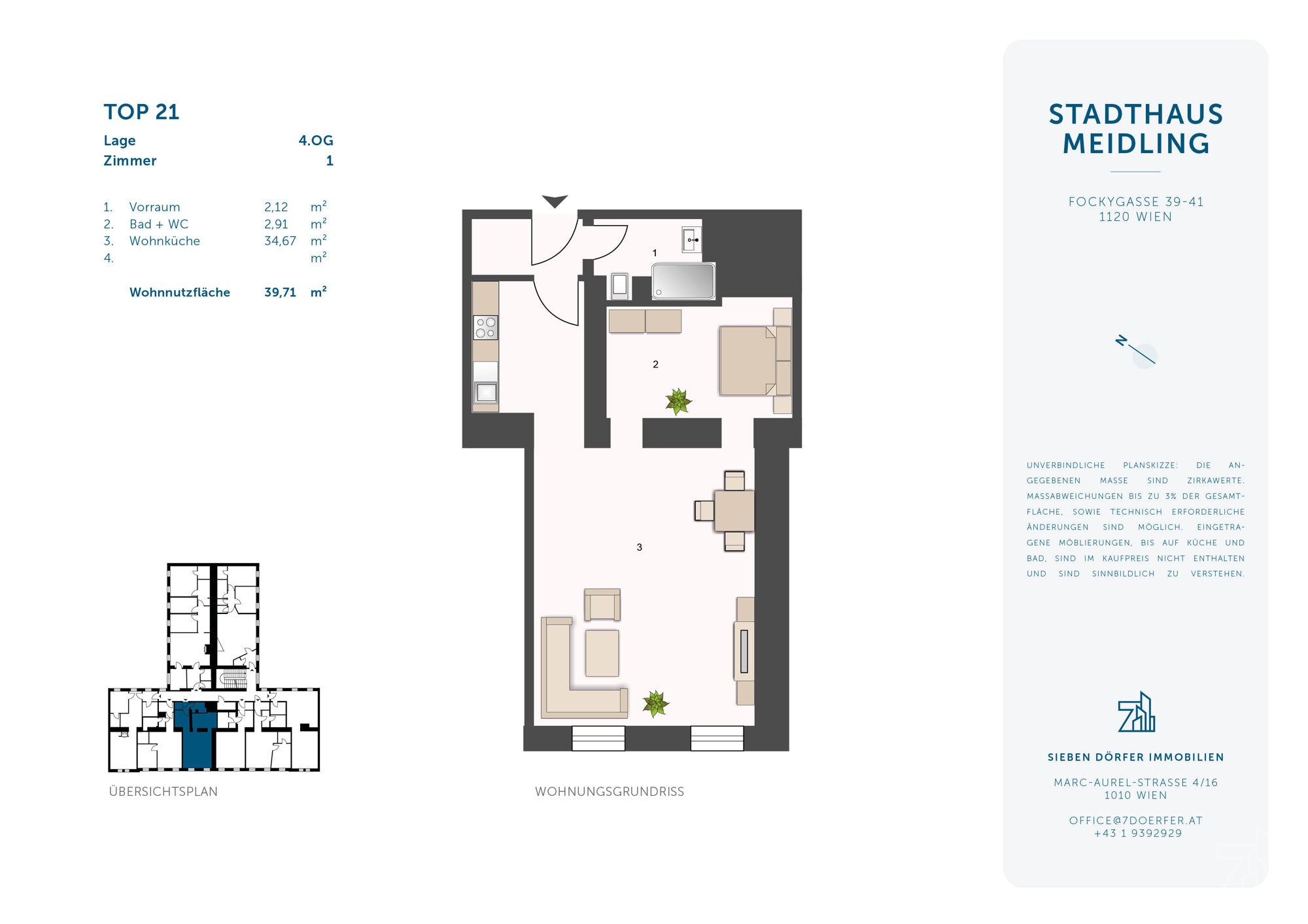 Wohnung zum Kauf provisionsfrei 140.000 € 1,5 Zimmer 39,7 m²<br/>Wohnfläche 3.<br/>Geschoss Fockygasse 39-41 Wien 1120