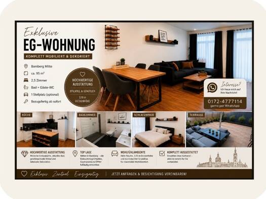 Wohnung zur Miete 1.400 € 3 Zimmer 95 m² EG Bamberg Bamberg 96050