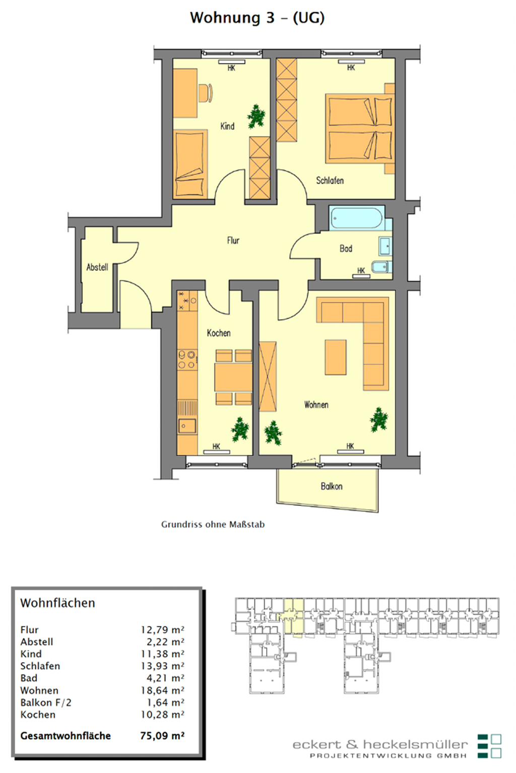 Wohnung zum Kauf 269.000 € 3 Zimmer 75,1 m²<br/>Wohnfläche Frauenland Würzburg 97074