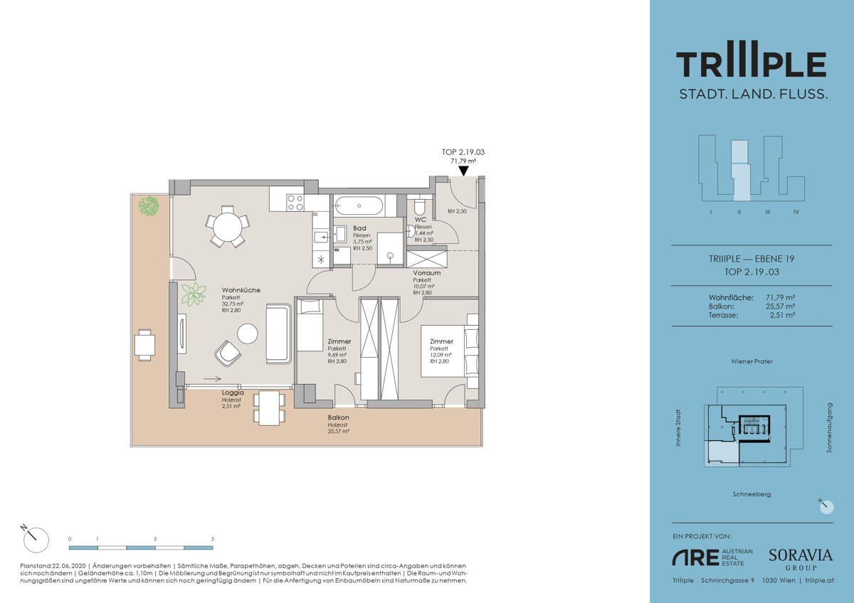 Wohnung zum Kauf 799.500 € 3 Zimmer 71,8 m²<br/>Wohnfläche 19.<br/>Geschoss Wien 1030