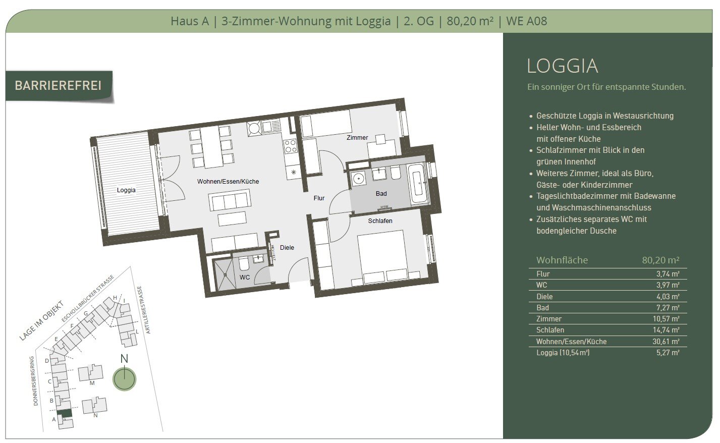 Wohnung zum Kauf provisionsfrei 398.000 € 3 Zimmer 80,2 m²<br/>Wohnfläche 2.<br/>Geschoss St. Ludwig mit Eichbergviertel Darmstadt 64283