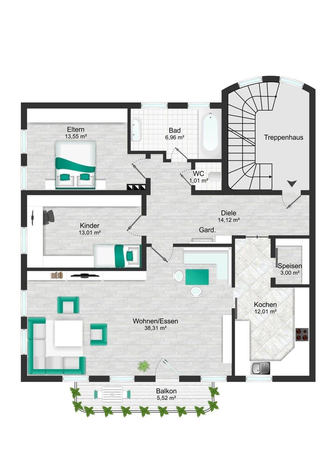 Wohnung zum Kauf provisionsfrei 195.000 € 3 Zimmer 101,6 m²<br/>Wohnfläche 1.<br/>Geschoss Haag Hauzenberg / Haag 94051