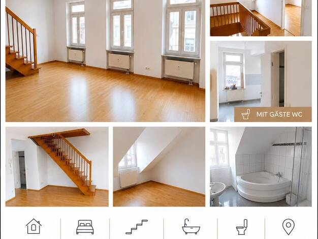 Maisonette zur Miete 960 € 2,5 Zimmer 70 m² Geschoss 2/2 frei ab sofort Innenstadt Fürth 90762