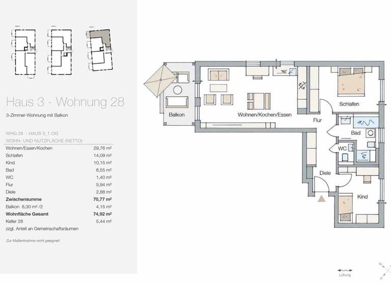Wohnung zum Kauf provisionsfrei 398.330 € 3 Zimmer 74,9 m² 1. Geschoss Kreuzstein Bayreuth 95444