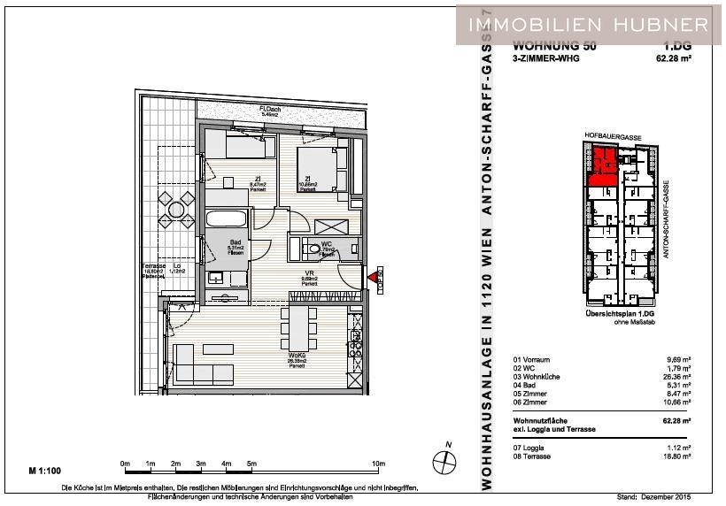 Wohnung zur Miete 1.310 € 3 Zimmer 62,3 m²<br/>Wohnfläche 5.<br/>Geschoss 01.01.2025<br/>Verfügbarkeit Wien 1120