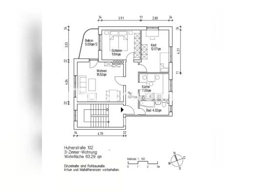 Wohnung zur Miete Tauschwohnung 578 € 3 Zimmer 63 m² 1. Geschoss Barmbek-Nord Nord 22305