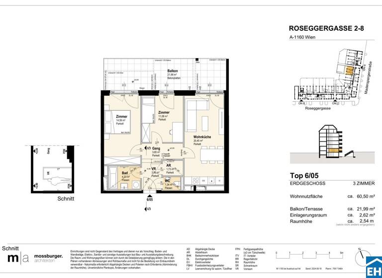 Wohnung zum Kauf - Erstbezug 396.400 € 3 Zimmer 60,5 m² EG Roseggergasse Wien 1160
