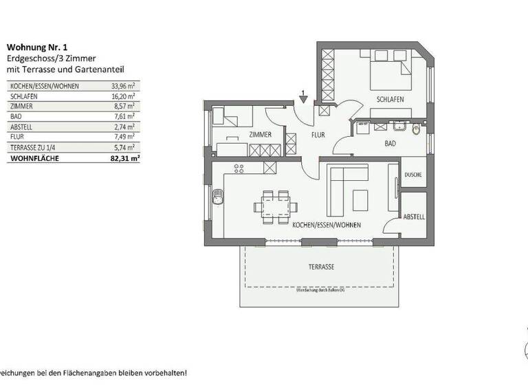 Wohnung zur Miete 1.152 € 3 Zimmer 82,3 m² EG frei ab 01.04.2026 St.-Moritz-Str. 2 Honsolgen Buchloe 86807