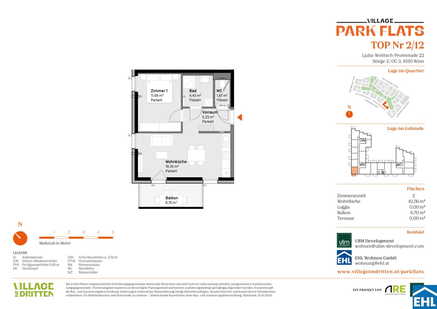 Wohnung zum Kauf 236.000 € 2 Zimmer 42,6 m²<br/>Wohnfläche 3.<br/>Geschoss Ljuba-Welitsch-Promenade Wien 1030