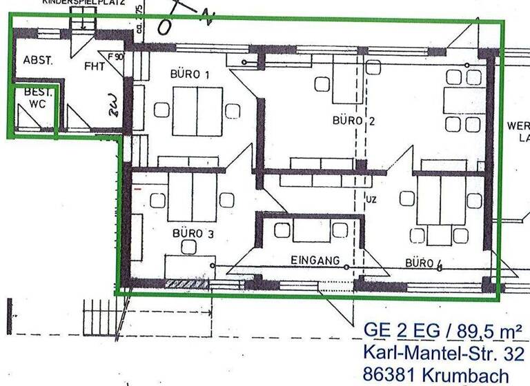 Bürofläche zur Miete 900 € 89,5 m² Bürofläche Krumbach 86381