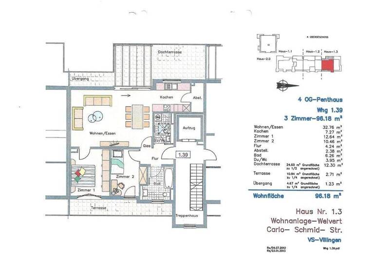Penthouse zur Miete 1.200 € 3 Zimmer 96,2 m² EG Villingen Villingen-Schwenningen 78050