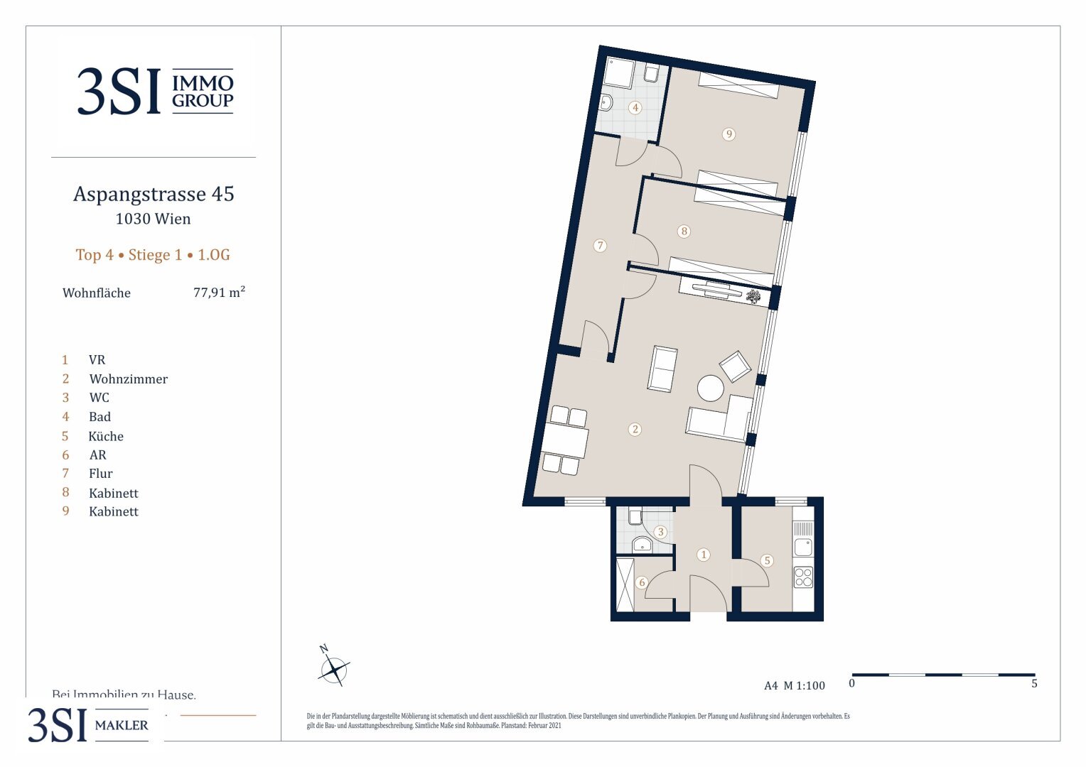 Wohnung zum Kauf 449.000 € 3 Zimmer 77,9 m²<br/>Wohnfläche 1.<br/>Geschoss Aspangstraße 45 Wien 1030