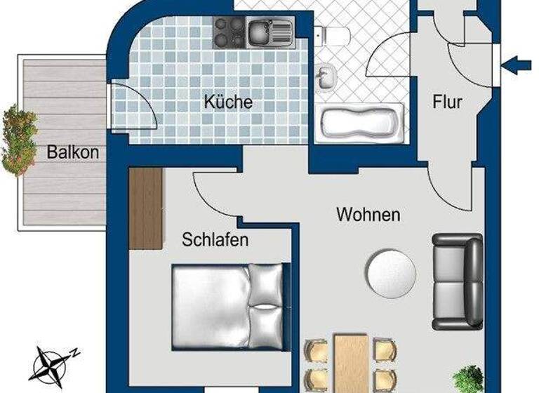 Wohnung zur Miete 301 € 2 Zimmer 47 m² frei ab 01.06.2026 Dodendorfer Str. 24 Leipziger Str. Magdeburg 39112